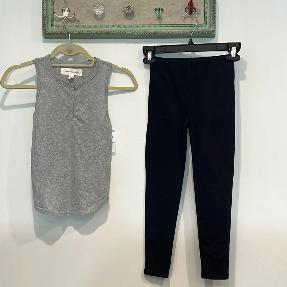 Treasure & Bond Peek tank and Black Leggings Set girls size medium 8 new